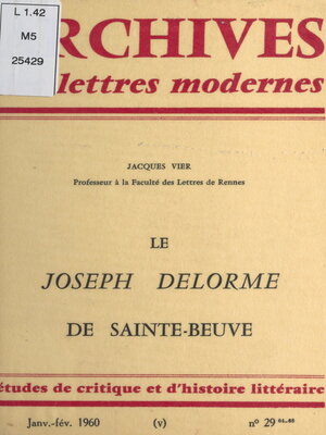cover image of Le Joseph Delorme de Sainte-Beuve